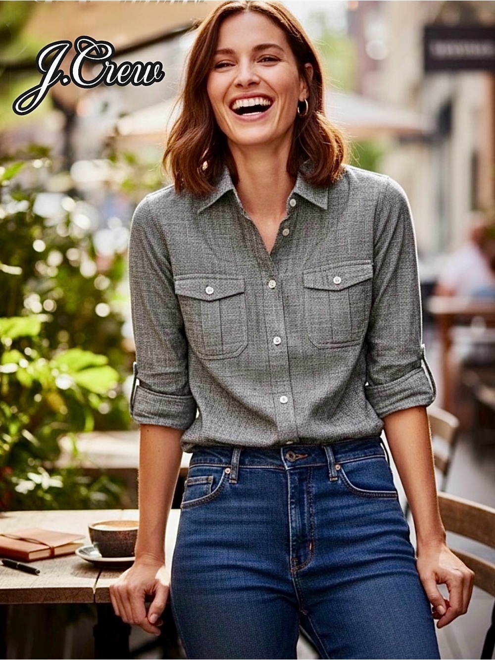 J.Crew Tapered 🌸Like New Button-Down Shirt with Arm Tabs  - Size XS, 100% Cotton